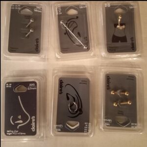 Free Clairs Peircings Jewelry Bundle Earnings Nose Stud Belly Ring Lot Of 6